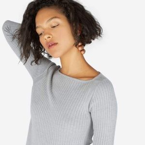 everlane wool ribbed boatneck sweater (light grey)